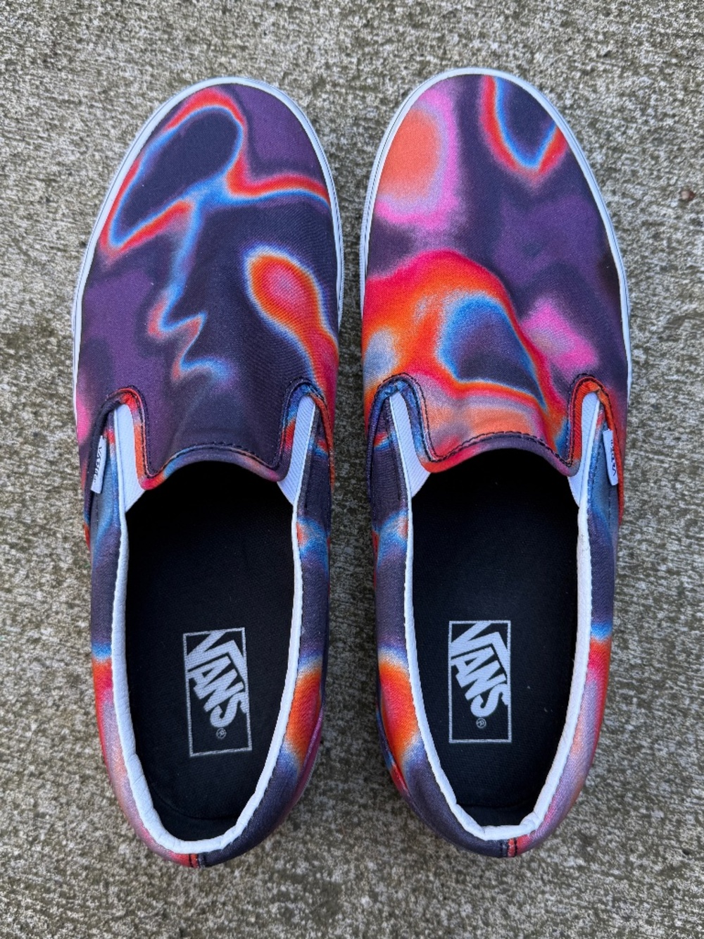 RARE Vans Dark Aura Slip-Ons Sneakers SOLD OUT STYLE tie dye rainbow edm trippy